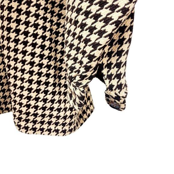 Houndstooth Button-Up Long Sleeve Coat Jacket 2XL Black & Beige - Picture 9 of 12
